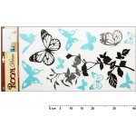 Anděl 1030 samolepící dekorace černošedá s tyrkysovými motýli 69x32 cm – Zboží Dáma