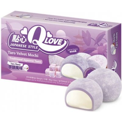 Qlove Japonské Koláčky Velvet Taro Mini Mochi 80 g – Sleviste.cz