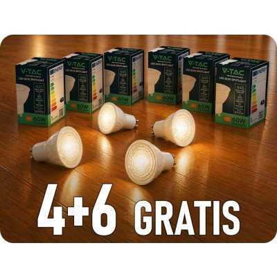 V-TAC GU10 LED ŽÁROVKA 6W, 445LM, 110°, 4+6 teplá bílá – Hledejceny.cz