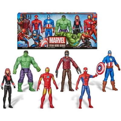 Hasbro Avengers Marvel Sada 6 Figurek vdova Iron Man Star Lord Amerika Hulk Spiderman – Zboží Mobilmania