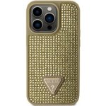 Guess Rhinestones Triangle Metal Logo iPhone 15 Pro Gold – Zboží Mobilmania