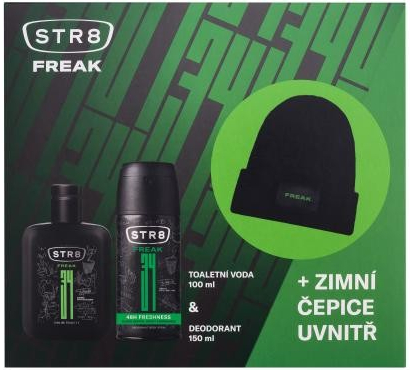 STR8 FREAK dárková kazeta pro muže EDT 100 ml + deodorant 150 ml + zimní čepice