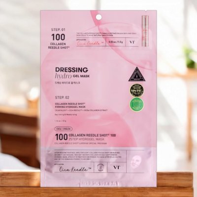 VT COSMETICS VT - COLLAGEN REEDLE SHOT 100 2 STEP HYDROGEL MASK - Intenzivně zpevňující 2 kroková hydrogelová maska s mikro jehličkovým sérem 1,5 g a 33 g – Zboží Dáma