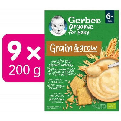 Gerber Organic Nemléčná kaše s příchutí sušenky 9 x 200 g – Zboží Mobilmania
