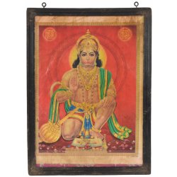 Sanu Babu Starý obraz v teakovém rámu, Hanuman, 40x2x55cm