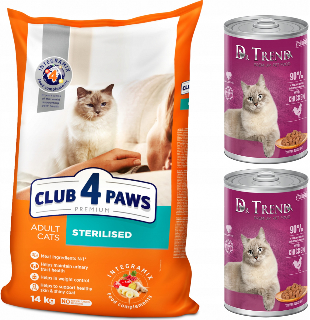 Club 4 Paws Premium kuře pro sterilizované kočky 14 kg