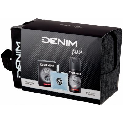 Denim Black voda po holení pro muže 100 ml + deospray 150 ml + kosmetická taška dárková sada – Zbozi.Blesk.cz