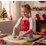 Forbyt Zástěra dětská Zimní vesnička červená – Zboží Mobilmania