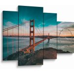Obraz- Golden Gate, San Francisco (s hodinami), Čtyřdílný 110x75 cm s hodinami – Hledejceny.cz