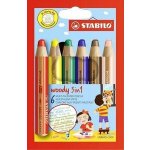 STABILO woody Pastelka vodovka & voskovka v jednom 3 v 1 ARTY 6 ks pouzdro s ořezávátkem – Hledejceny.cz