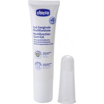 Chicco Oral Care gel na dásně s masážním kartáčkem 4 m+ (Sanitising Action in the Oral Cavity,Soothes Baby's Gums) 30 ml