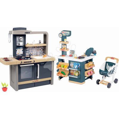 Smoby Set kuchyňka elektronická s nastavitelnou výškou Tefal Evolutive New Kitchen a obchod elektronický Super Market s vozíkem – Zbozi.Blesk.cz