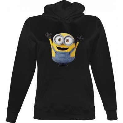 Dámská mikina s kapucí s potiskem Šťastný Mimoň dámské Černá – Zboží Dáma