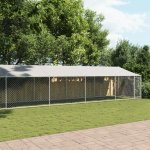 vidaXL Klec pro psy se střechou a dvířky šedá 1200 x 200 x 200 cm – Zboží Dáma