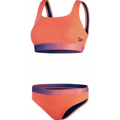 Speedo dámské dvoudílné plavky TEXTD DEEP U-BK 2PC AF 8-00308415485 oranžový