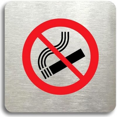 Accept Piktogram "zákaz kouření" (80 × 80 mm) (stříbrná tabulka - barevný tisk bez rámečku)
