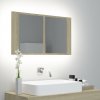 Koupelnový nábytek Nábytek XL LED koupelnové zrcadlo dub sonoma 80 x 12 x 45 cm akrylové