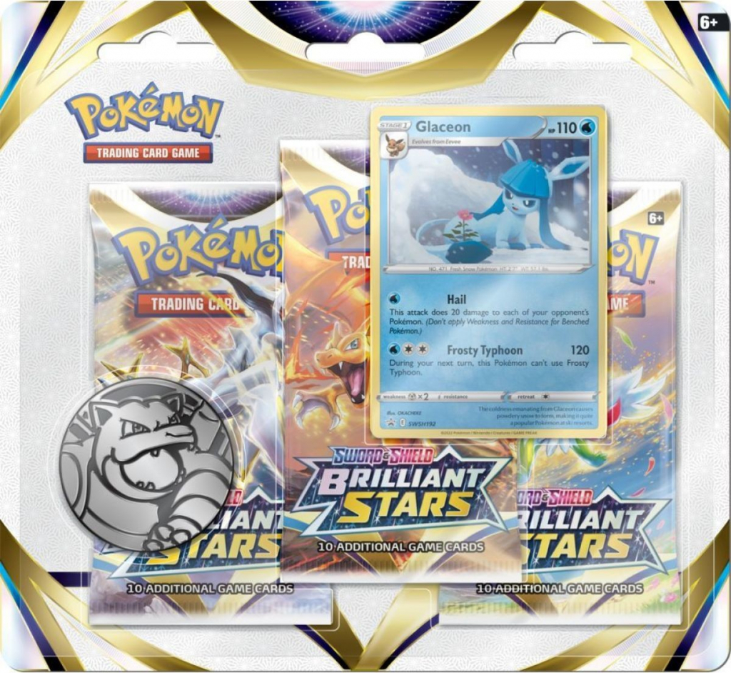 Pokémon TCG Brilliant Stars 3 Pack Blister Booster Glaceon