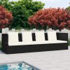 Zahradní lavice shumee Zahradní postel s poduškami a polštáři polyratan černá