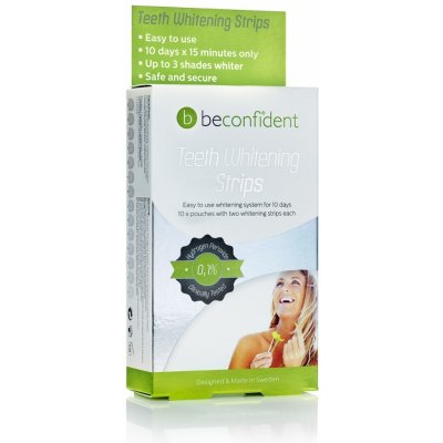 BeconfiDent Bělící proužky na zuby BeconfiDent s peroxidem 10-denní kúra 20 ks – Zboží Dáma