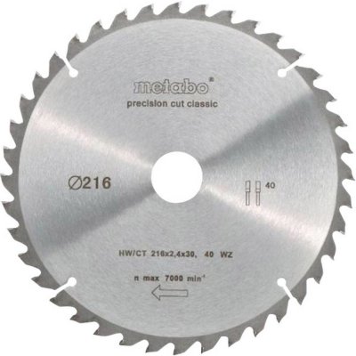 Metabo pilový kotouč precision cut wood classic 216x30mm 40Z 5° negativ 628060000 – Zboží Dáma