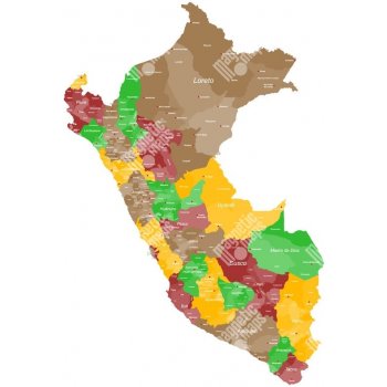 Magnetická mapa Peru, administrativní, barevná (samolepící feretická fólie) 66 x 86 cm