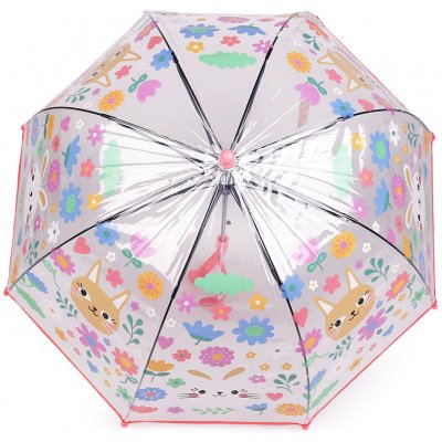 Dětský průhledný vystřelovací deštník 1 korálová světlá – Zboží Mobilmania