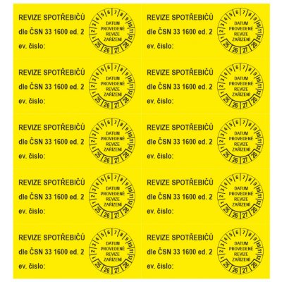 Revize spotřebičů dle ....... 25-28 samolepící vinylová fólie arch10ks 70x30mm – Zboží Dáma