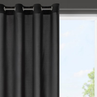EUROFIRANY ZÁVĚS NA KROUŽCÍCH RITA 140X175 CM ČERNÁ – Zboží Mobilmania