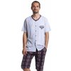 Pánské pyžamo 1P1452 Premium pánské pyžamo krátké propínací vzorované šedé