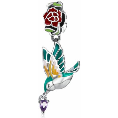 Royal Fashion stříbrný přívěsek Ptáček s květy SCC2195
