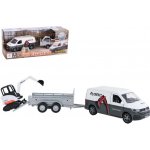 Kids Globe Traffic VW Transporter s přívěsem 27cm zpětný chod s mini bagrem v krabičce – Hledejceny.cz