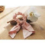 Hedvábná ozdobná gumička do vlasů - velká ozdoba, WHITE ORCHID Barva hedvábí: světle růžová – Zboží Mobilmania