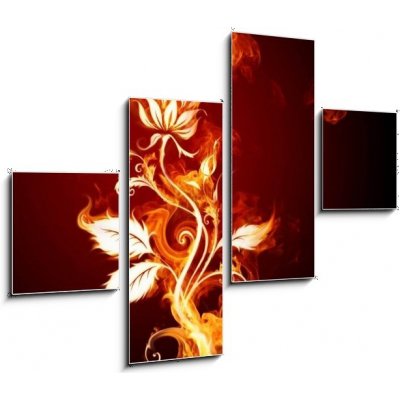 Obraz 4D čtyřdílný - 120 x 90 cm - Fire rose Oheň vzrostl – Zboží Mobilmania