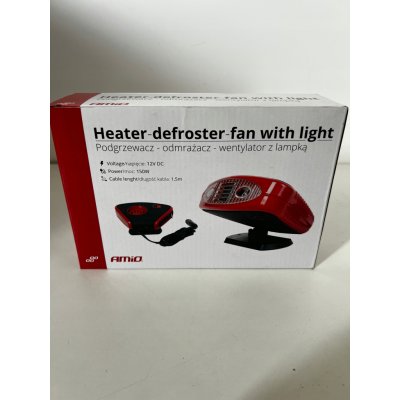 Amio (Poland) Ventilátor 12V 150W 2v1 s ohřevem a se světlem, kabel 1,5m, 01326 – Sleviste.cz