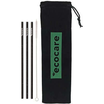 Ecocare Ekologická kovová brčka Černé se vzorem 3 ks – Zboží Mobilmania