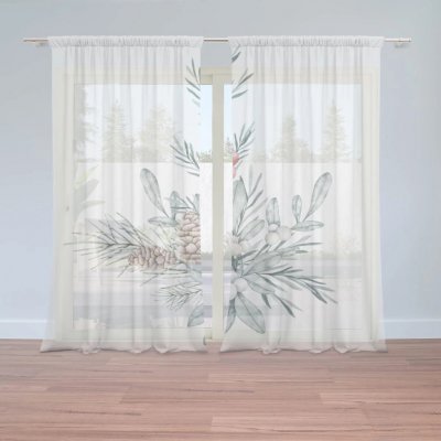 Sablio Záclony Zimní kytice: 2ks 150x250cm – Zboží Mobilmania