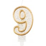 Godan Dortová svíčka číslo 9 zlatá – Zboží Dáma