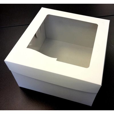 Dortisimo Dortová krabice bílá čtvercová s okénkem (31,7 x 31,7 x 19,5 cm) – Sleviste.cz