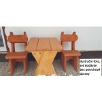 DZ-SERVICE Zahradní souprava malá – stůl malý a dvě židle (vše masiv) ZNM-060, bez povrchové úpravy – Zbozi.Blesk.cz