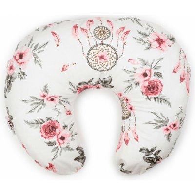 Flumi Kojící polštář ve tvaru rohlíku bílý s růžovými květy – Hledejceny.cz