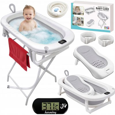 BABY CARE SKLÁDACÍ VANIČKA SE STOJANEM A LEHÁTKEM HARMONY ŠEDÁ VELKÁ – Zboží Dáma