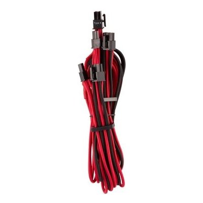 Corsair Premium Sleeved PCIe Dual kabel (Gen 4) červeno-černá / 2xPCIe 6+2pin / 1xPCIe 8pin / délka 650mm (CP-8920254)