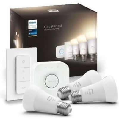 Philips Hue Bluetooth LED White set 3ks žárovek plus Hue Bridge můstek plus dálkový ovladač Hue Switch 8719514289130 E27 A60 9,5W 1055lm 2700K stmívatelné – Zbozi.Blesk.cz