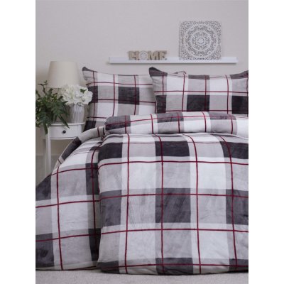 MKLuzkoviny.cz Povlečení mikroplyš Exclusive Kostky šedočervené 140x200 70x90 – Hledejceny.cz