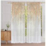 Fliying Bílá voálová záclona se zlatou aplikací na pásce 140x250cm Matea – Hledejceny.cz