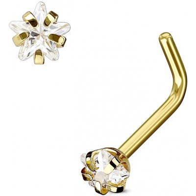 Šperky4U zlacený piercing do nosu hvězdička čirý kamínek N0067-GDC – Zboží Dáma