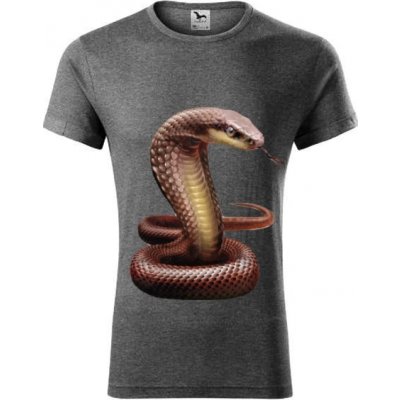 Tričko s potiskem Had pánské Tmavě šedý melír