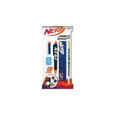 CurePink: Set 5 kusů školních potřeb Nerf: It´s Nerf or Nothing tužka pravítko ořezávátko pero guma [NF149175] – Zboží Mobilmania