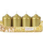 Metalická adventní svíčka válec Ø 5 x 9 cm 4 ks zlatá – Hledejceny.cz